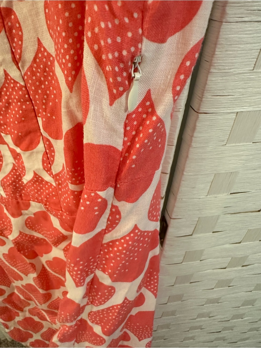 Boden Laurie 100% Linen Tunic Dress Coral Pink Print 14R coastal resortwear - Picture 6 of 7